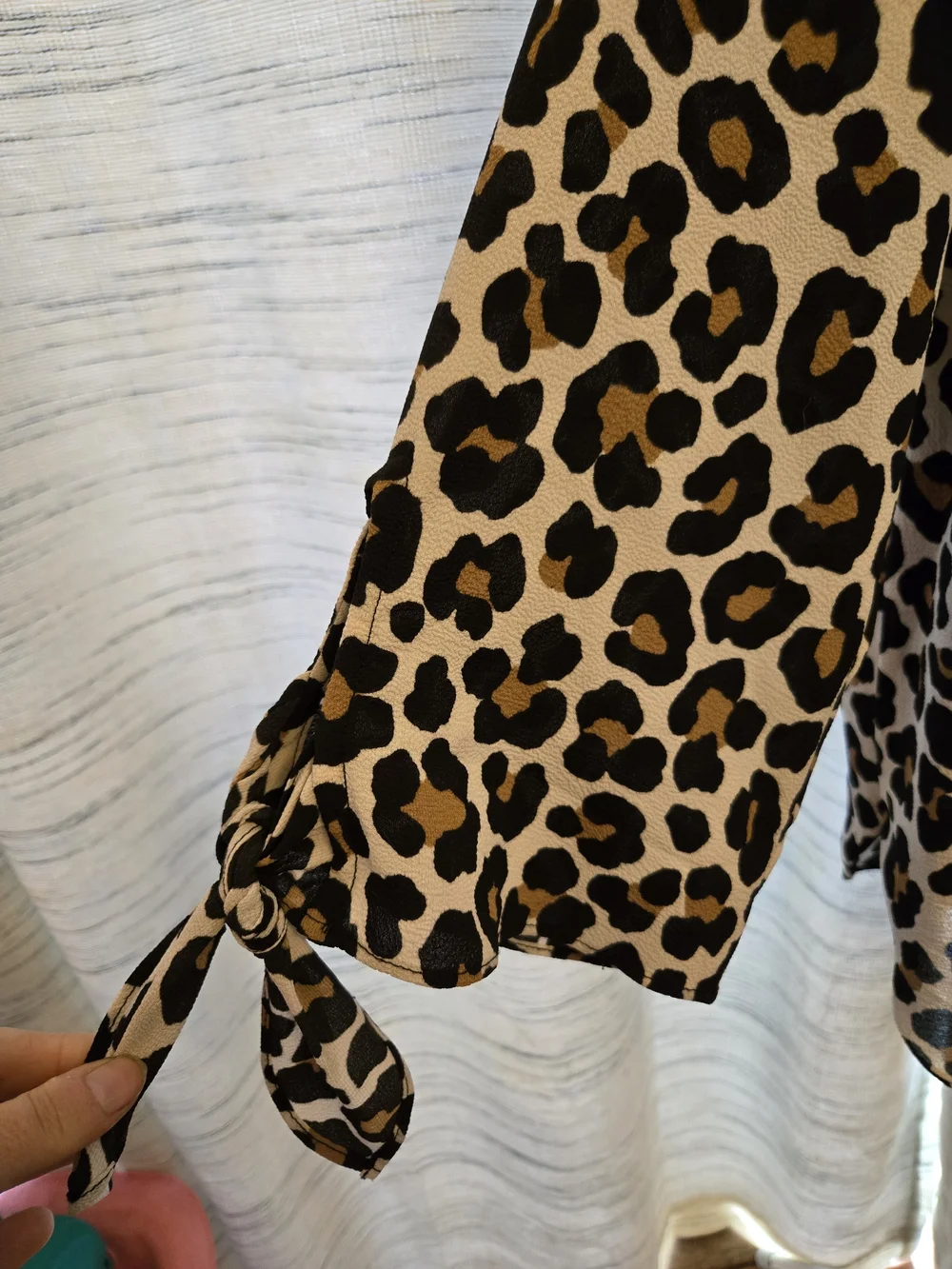 Michael Kors Leopard Print V-Neck Blouse in Tan and Black